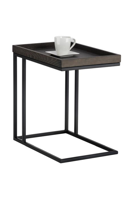 Modern European furniture  Gray Oak C-Shaped Side Table - www.oroa.com