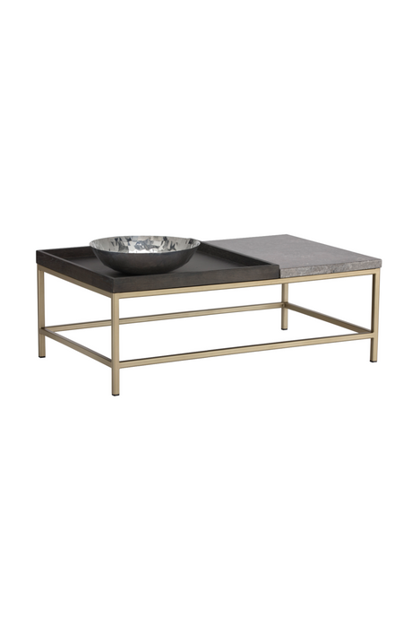 Modern European furniture - Wooden Tray Marble Coffee Table - www.oroa.com