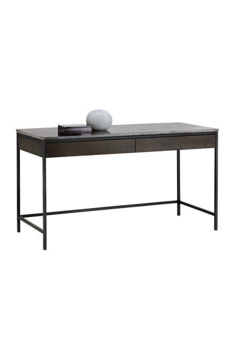 Modern European furniture - Gray Marble 2-Drawer Console Table - www.oroa.com