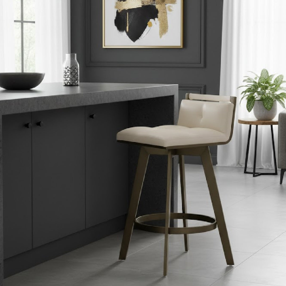   Swivel Counter Stool with Metal Frame | Oroa.com