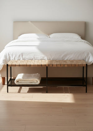 Hand-Woven Leather Bench | Splendido Omari | Oroa.com