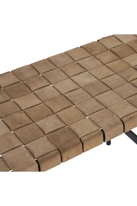 Modern European furniture - Hand-Woven Leather Bench - www.oroa.com