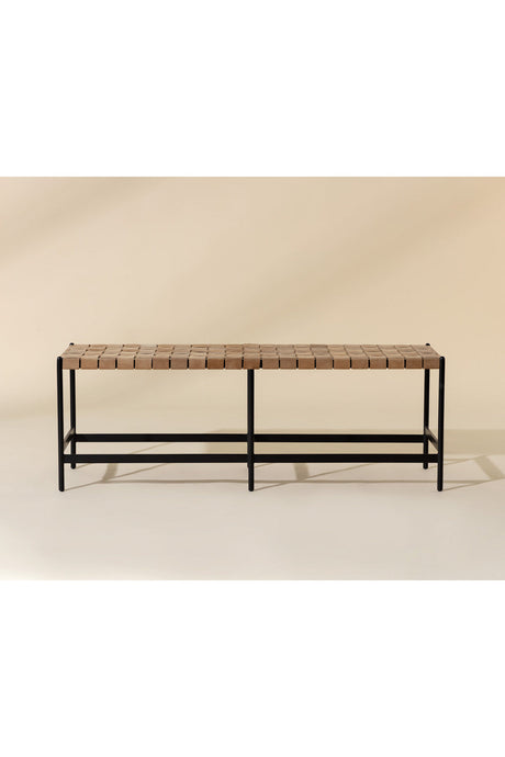 Modern European furniture - Hand-Woven Leather Bench - www.oroa.com