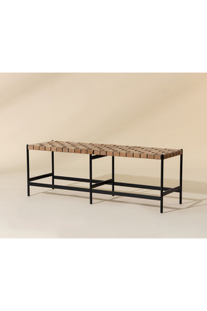 Hand-Woven Leather Bench | Splendido Omari | Oroa.com
