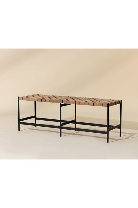 Modern European furniture - Hand-Woven Leather Bench - www.oroa.com