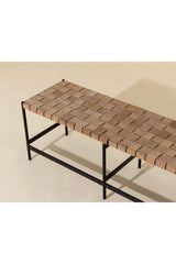 Modern European furniture - Hand-Woven Leather Bench - www.oroa.com