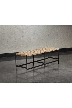 Hand-Woven Leather Bench | Splendido Omari | Oroa.com