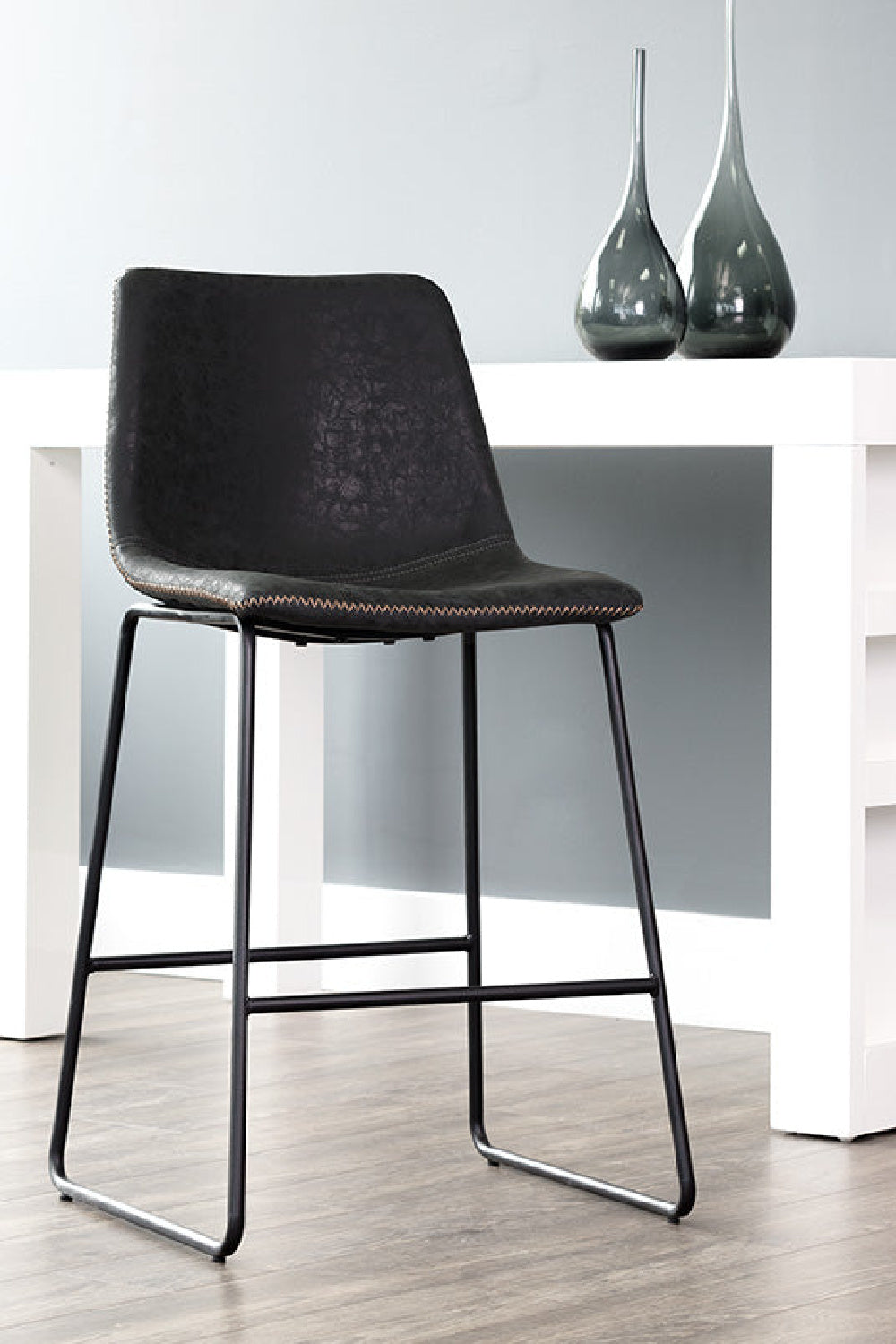 Modern European furniture - Leather-Look Mid-Century Counter Stools (2) - www.oroa.com