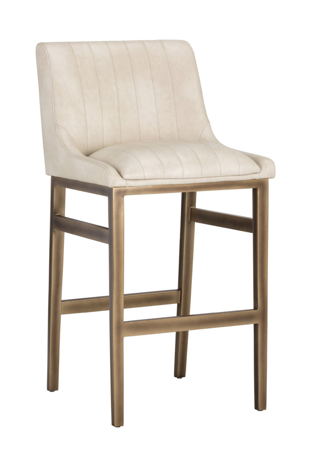 Leather-Look Vertical-Channeled Bar Stool | Splendido Halden | Oroa.com
