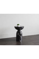 Modern European furniture - Round Marble-Look Indoor/Outdoor End Table - www.oroa.com