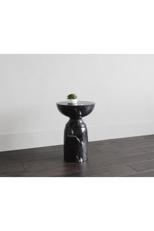 Modern European furniture - Round Marble-Look Indoor/Outdoor End Table - www.oroa.com