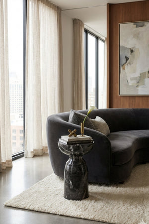 Modern European furniture - Round Marble-Look Indoor/Outdoor End Table - www.oroa.com