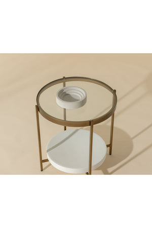 Modern European furniture - Gold Framed Glass Side Table - www.oroa.com