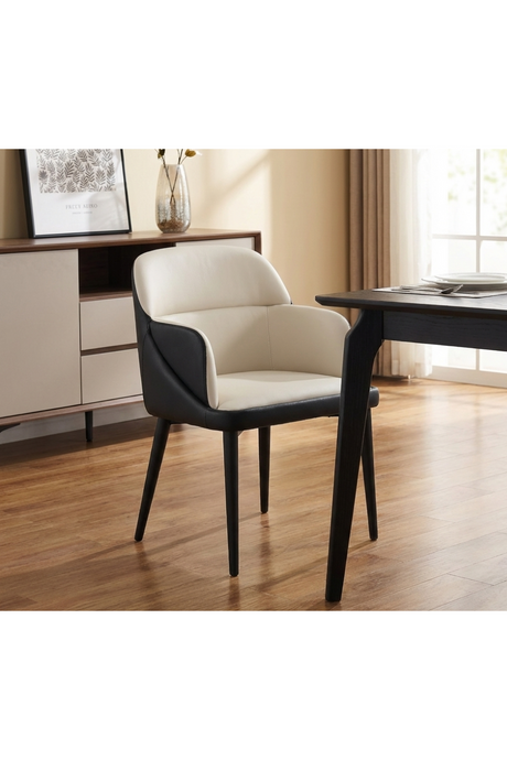 Cream and Black Leather Dining Chair | Splendido Hagan