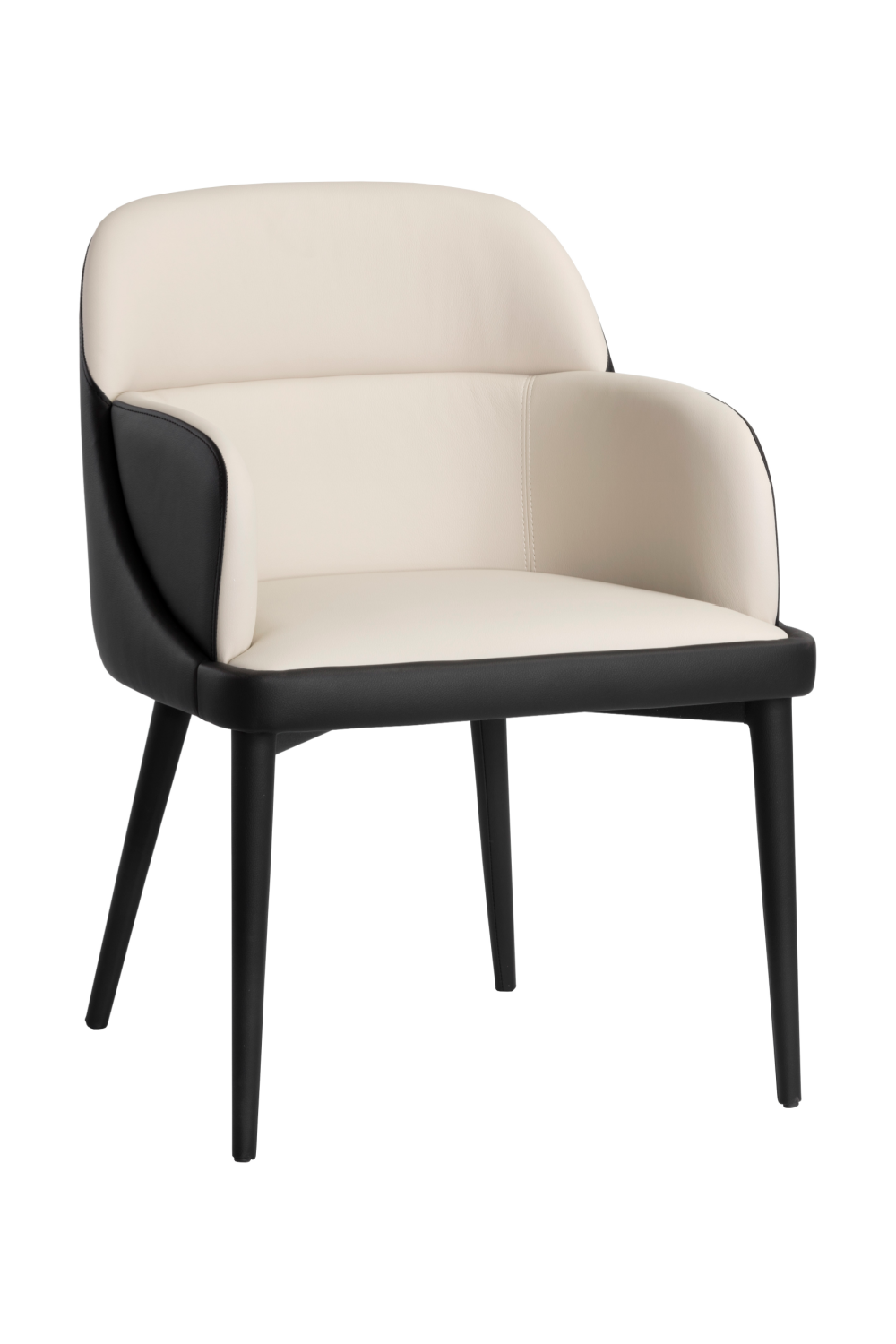 Cream and Black Leather Dining Chair | Splendido Hagan