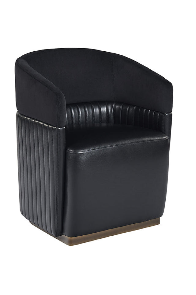 Modern European furniture - Black Leather Wheeled Lounge Chair - www.oroa.com