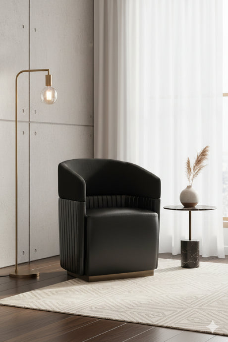 Black Leather Wheeled Lounge Chair | Splendido Genval | Oroa.com