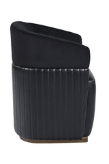 Modern European furniture - Black Leather Wheeled Lounge Chair - www.oroa.com