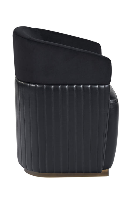 Modern European furniture - Black Leather Wheeled Lounge Chair - www.oroa.com