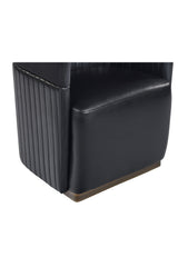 Modern European furniture - Black Leather Wheeled Lounge Chair - www.oroa.com