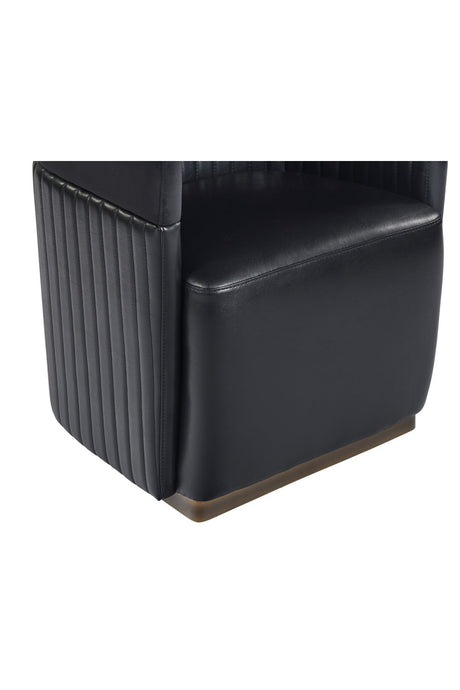 Modern European furniture - Black Leather Wheeled Lounge Chair - www.oroa.com