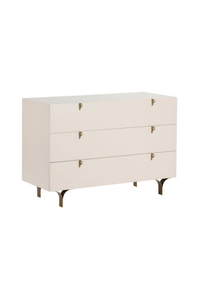 Cream Rubberwood 3-Drawer Dresser by Splendido Celine