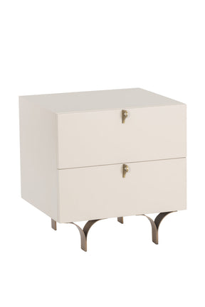 Cream Wood 2-Drawer Nightstand by Splendido Celine