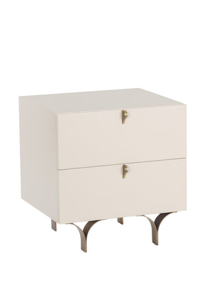 Modern European furniture - Cream Wood 2-Drawer Nightstand - www.oroa.com