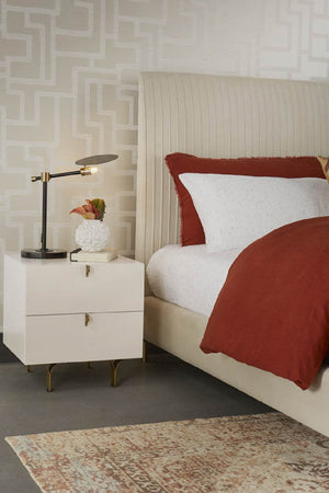 Modern European furniture - Cream Wood 2-Drawer Nightstand - www.oroa.com