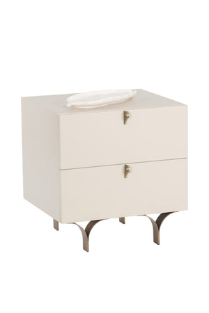 Modern European furniture - Cream Wood 2-Drawer Nightstand - www.oroa.com