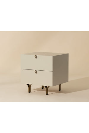 Modern European furniture - Cream Wood 2-Drawer Nightstand - www.oroa.com