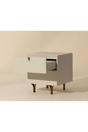 Modern European furniture - Cream Wood 2-Drawer Nightstand - www.oroa.com