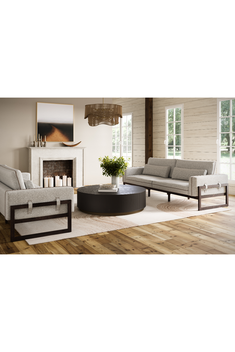 Brown Leather Piped Sofa | Splendido Belinda