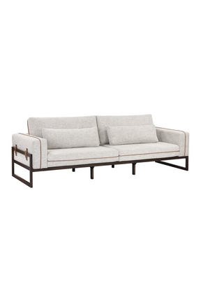 Brown Leather Piped Sofa by Splendido Belinda