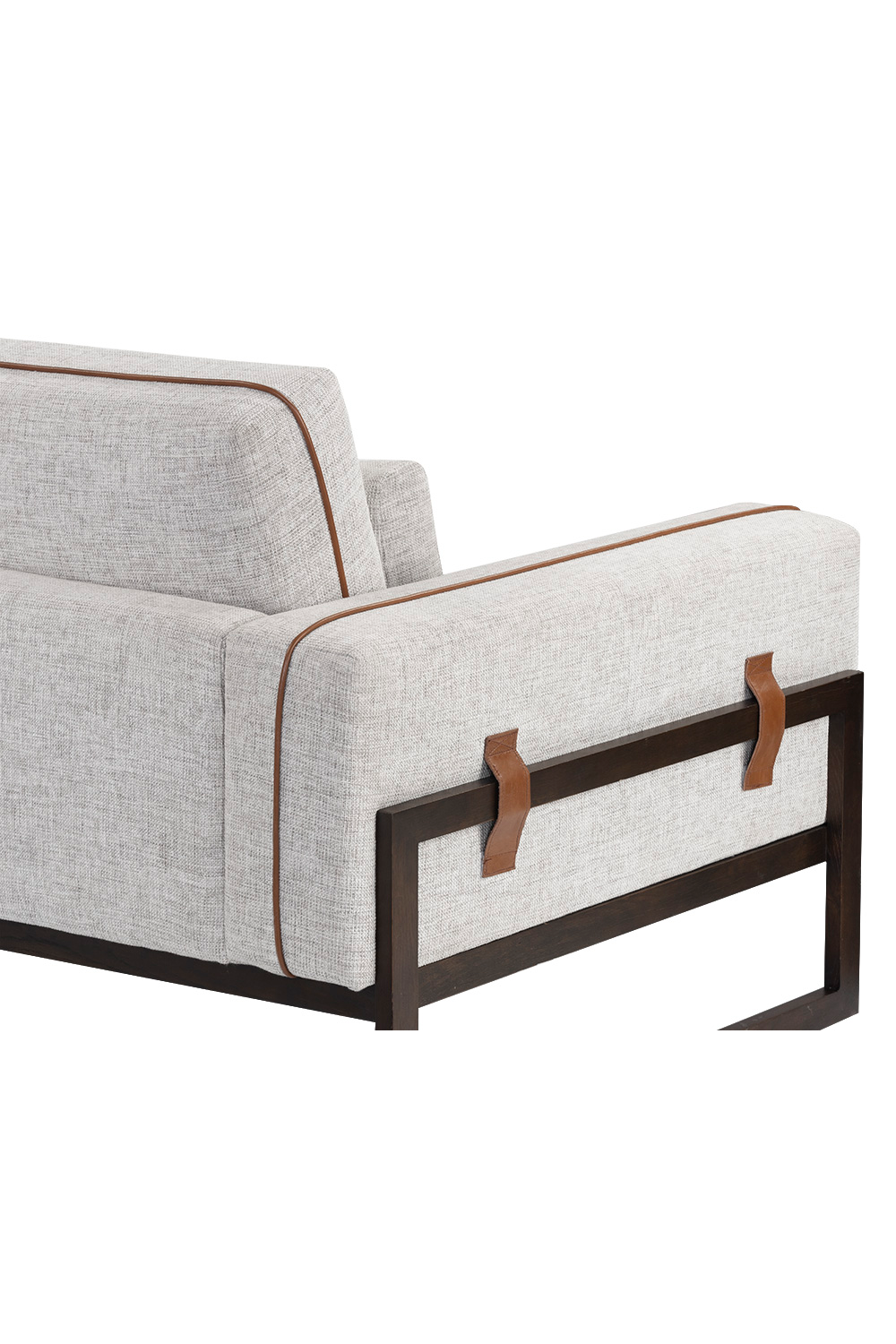 Brown Leather Piped Sofa | Splendido Belinda