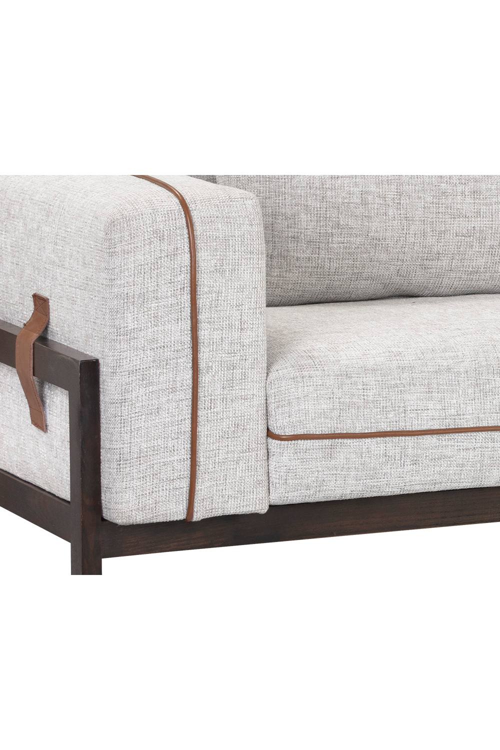 Brown Leather Piped Sofa | Splendido Belinda