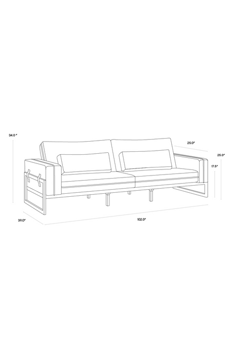 Modern European furniture - Brown Leather Piped Sofa - www.oroa.com