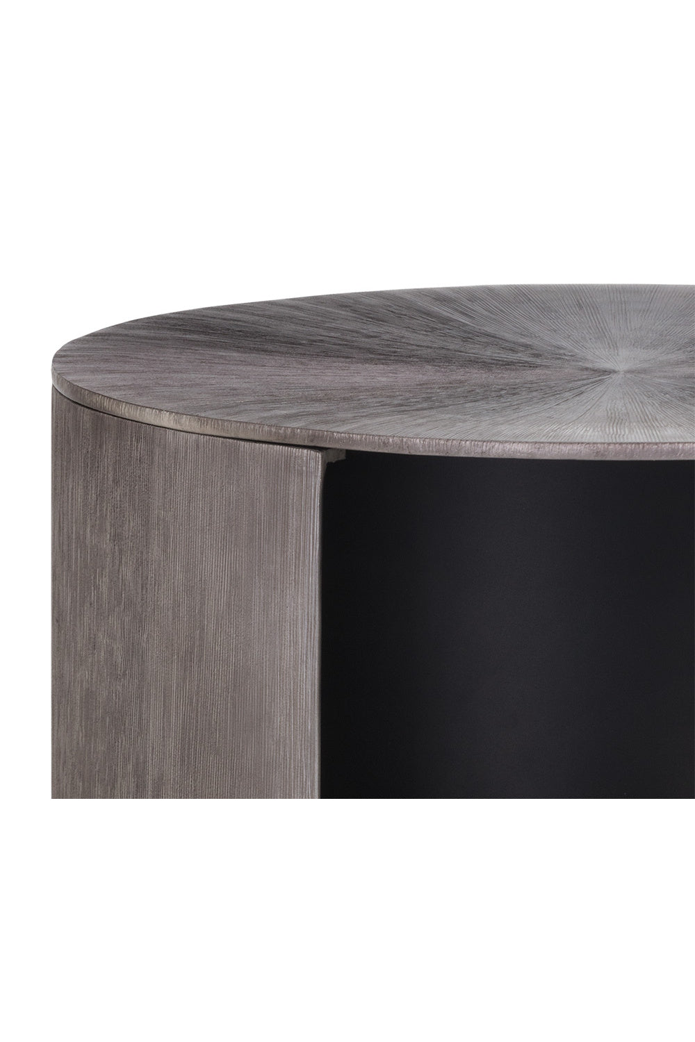 Modern European furniture - Round Gunmetal 1-Drawer Nightstand - www.oroa.com