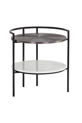 Round Gunmetal & Marble Nightstand by Splendido Brighton