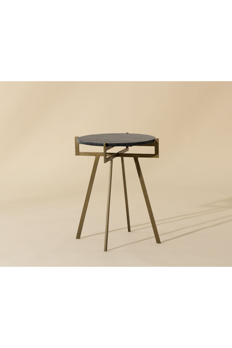 Modern European furniture - Antique Brass Marble End Table - www.oroa.com