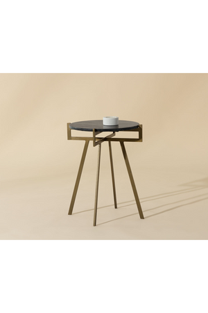 Antique Brass Marble End Table | Splendido Anak | Oroa.com