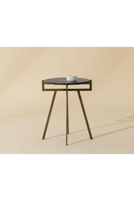 Modern European furniture - Antique Brass Marble End Table - www.oroa.com