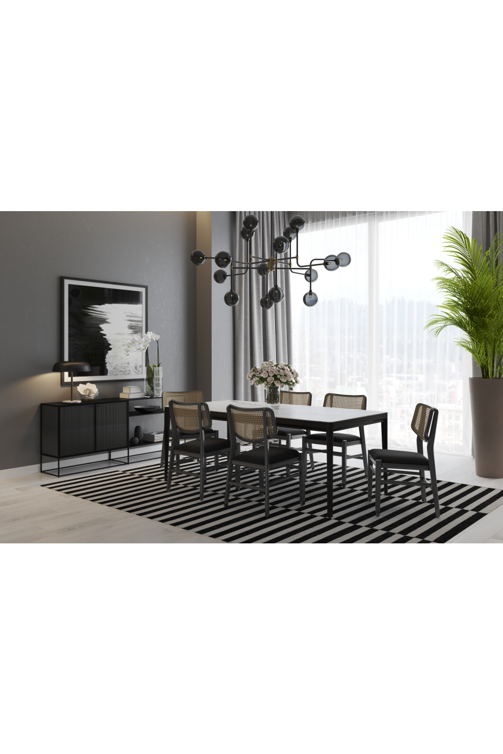 Gray Glass Spheres Chandelier L | Splendido Deimos | Oroa.com