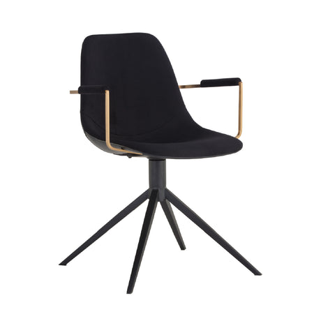 Black Leather Swivel Dining Chair by Splendido Cassius, alternate view 2
