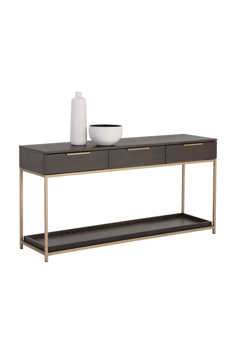 Modern European furniture - Gray Oak 3-Drawer Console Table - www.oroa.com