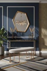 Modern European furniture - Oval Cream Fabric Bench - www.oroa.com