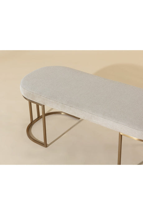 Modern European furniture - Oval Cream Fabric Bench - www.oroa.com