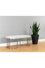 Modern European furniture - Oval Cream Fabric Bench - www.oroa.com