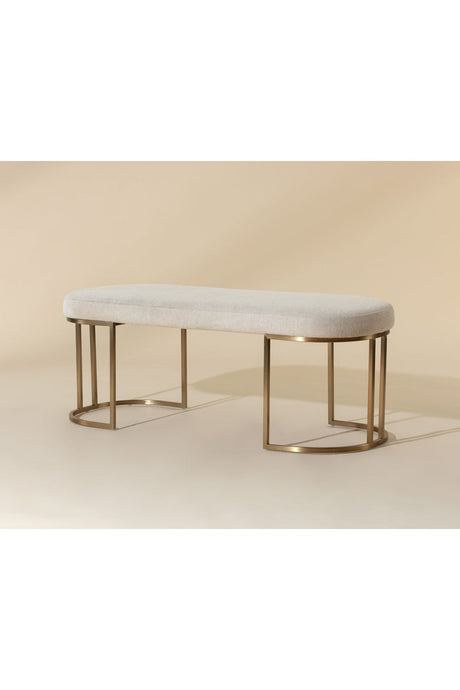 Modern European furniture - Oval Cream Fabric Bench - www.oroa.com