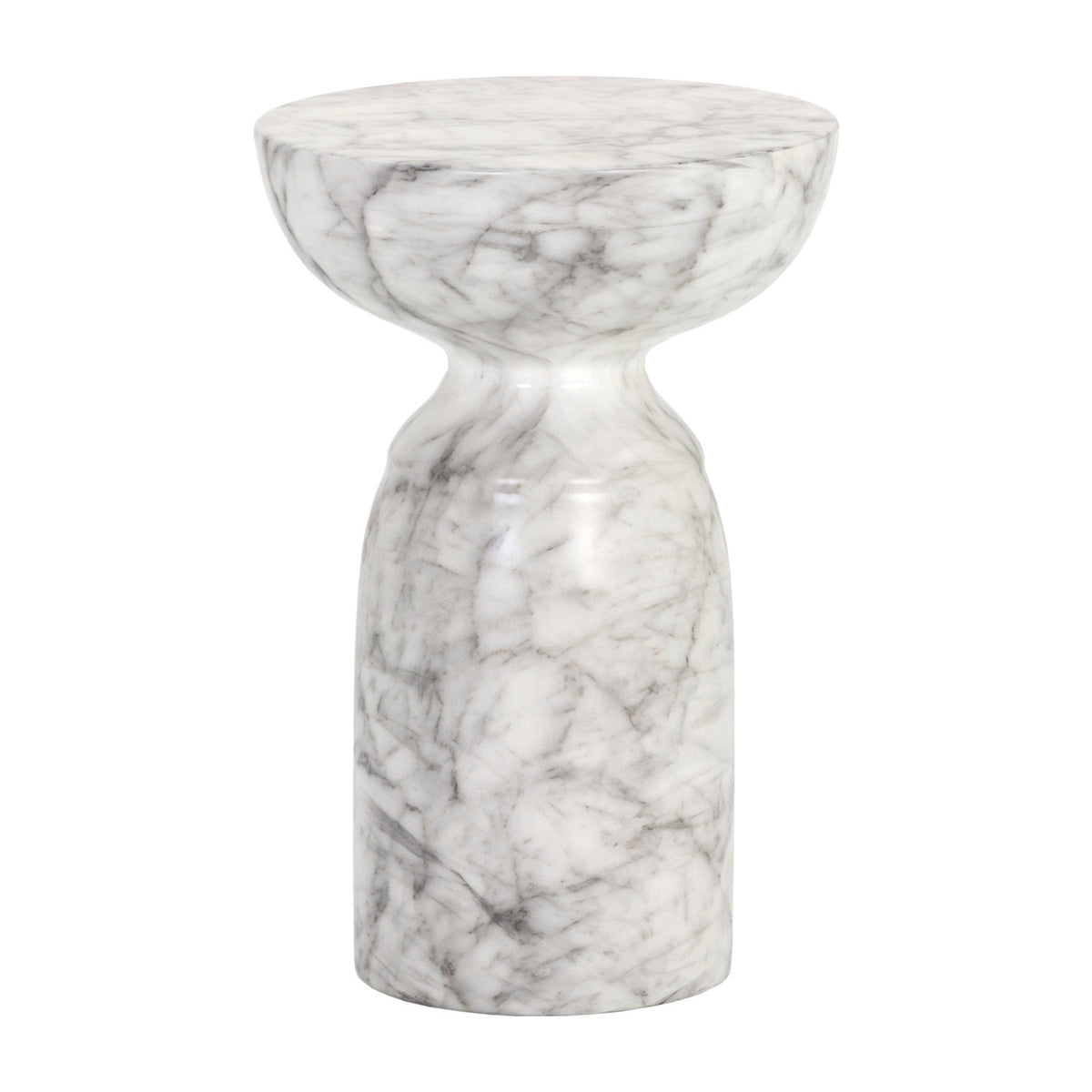 Round Marble-Look Indoor/Outdoor End Table | Splendido Goya
